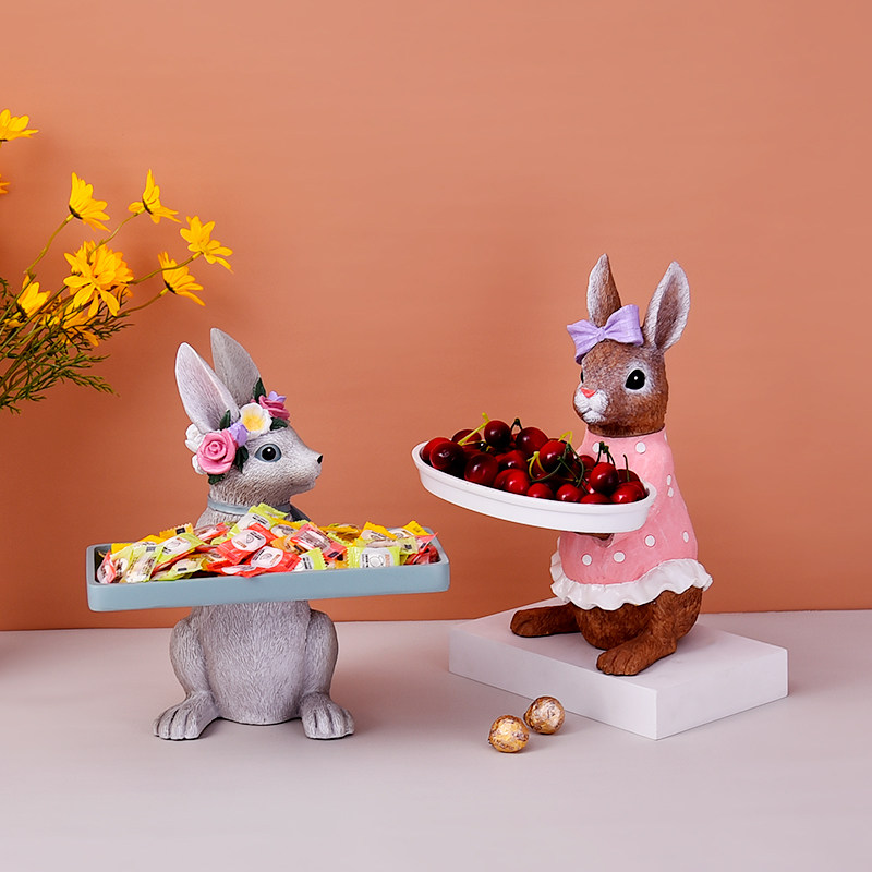 Creative rabbit tray storage ornaments Entrance key storage desktop fruit plate Shoe cabinet shelf Home decoration