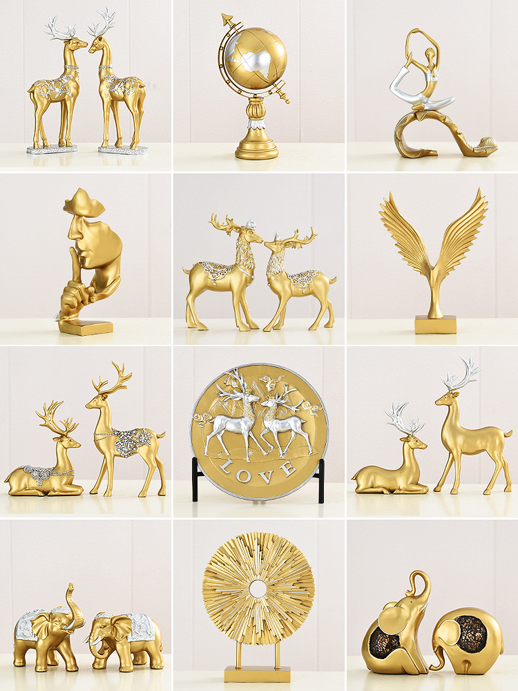 Deer decoration Home decoration European living room TV cabinet Wine cabinet Entrance craft gift decoration Office desktop decoration gift