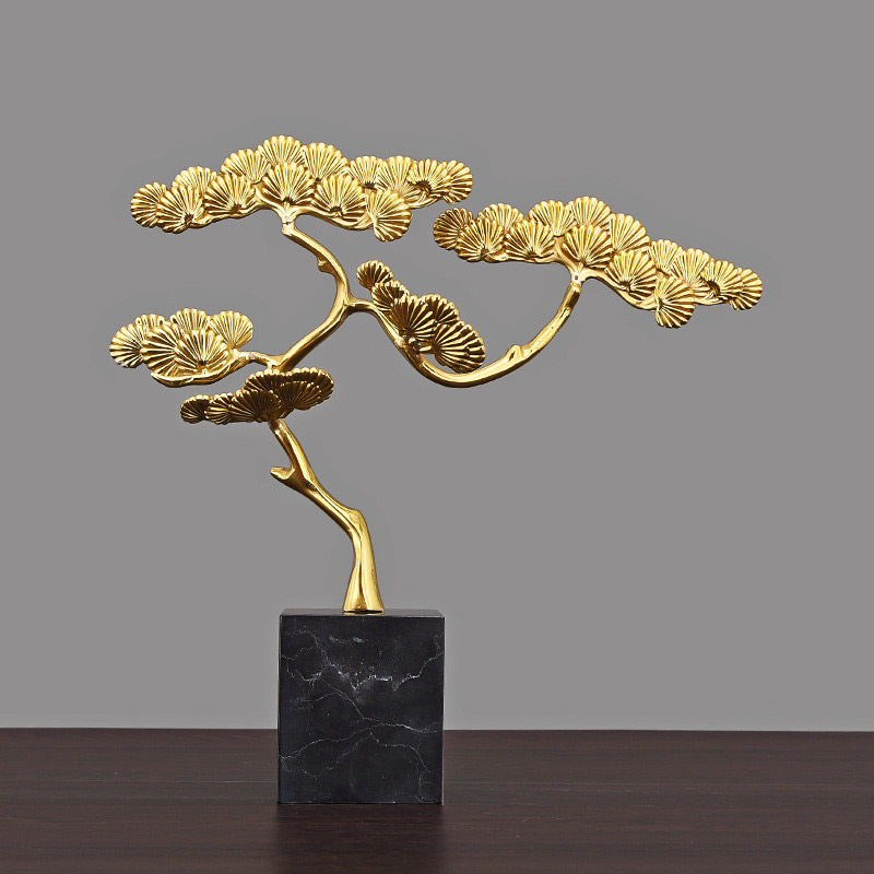 Simple and modern light luxury brass welcome pine ornaments home accessories creative living room porch TV cabinet decoration