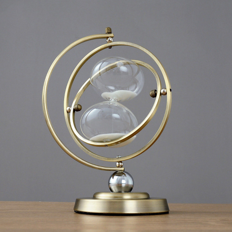European globe hourglass ornaments Home accessories Creative time timer Study living room wine cabinet decoration gifts