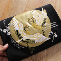 Duel China Wind Twin Crane ten thousand Pin Cloth Embroidered Men Tide round neckline Wear Jacket 3434