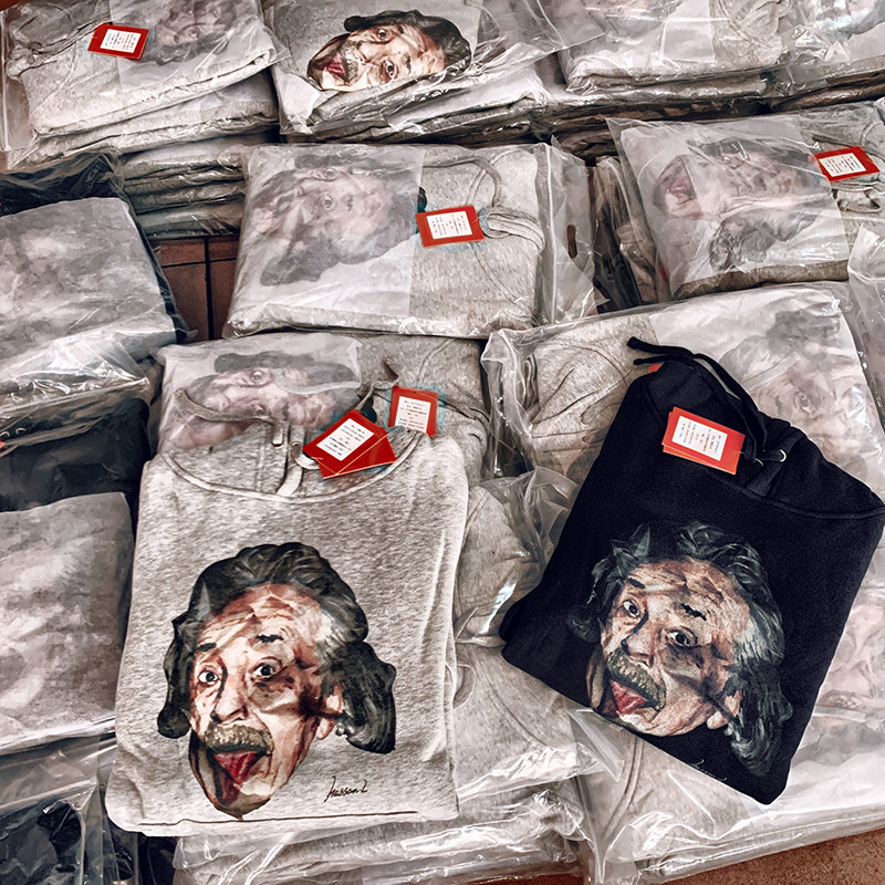 Exclusive clearing house original 118 now 49 only 266 Einstein printed plus suede thickened hoodie sweatshirt