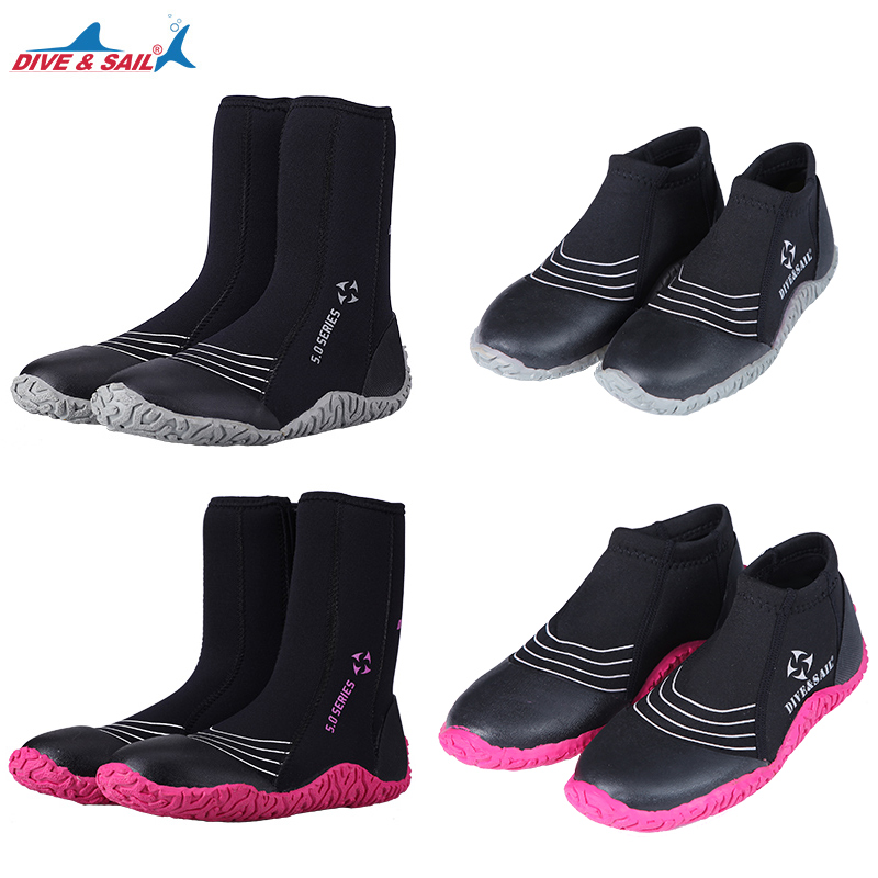 DIVESAIL diving shoes cut-proof snorkeling shoes men's thick soles women beach high anti-skid low-top swimming high boots