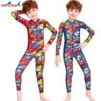 DIVESAIL Children's Swimsuit Girls Boys Sun Protection Speed Dry Middle-length Older Kids Long Sleeve Swimsuit Diving Suit