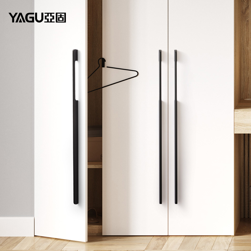 Yagu drawer handle golden light luxury cabinet hardware black cabinet door wardrobe solid copper color Nordic extended handle