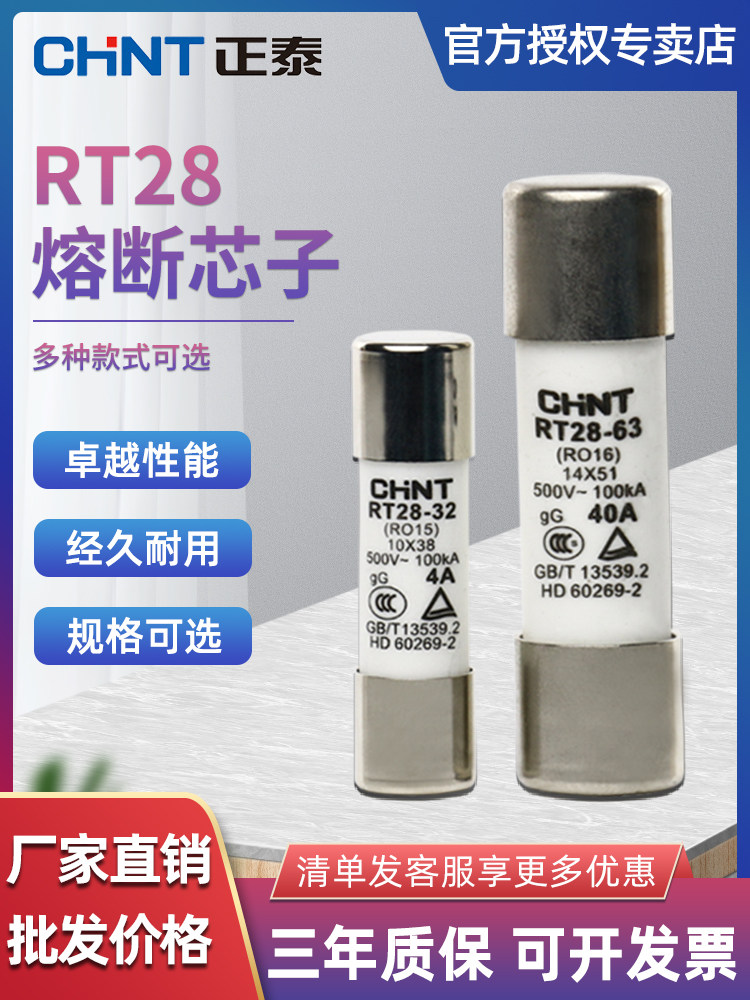CHINT 10A fuse 32A fuse Fuse fuse Ceramic fuse tube fuse core RT18RT28