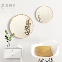 Graffiti bird original metal plant hand-painted oil painting living room porch round solid wood decorative painting Restaurant Hotel mural