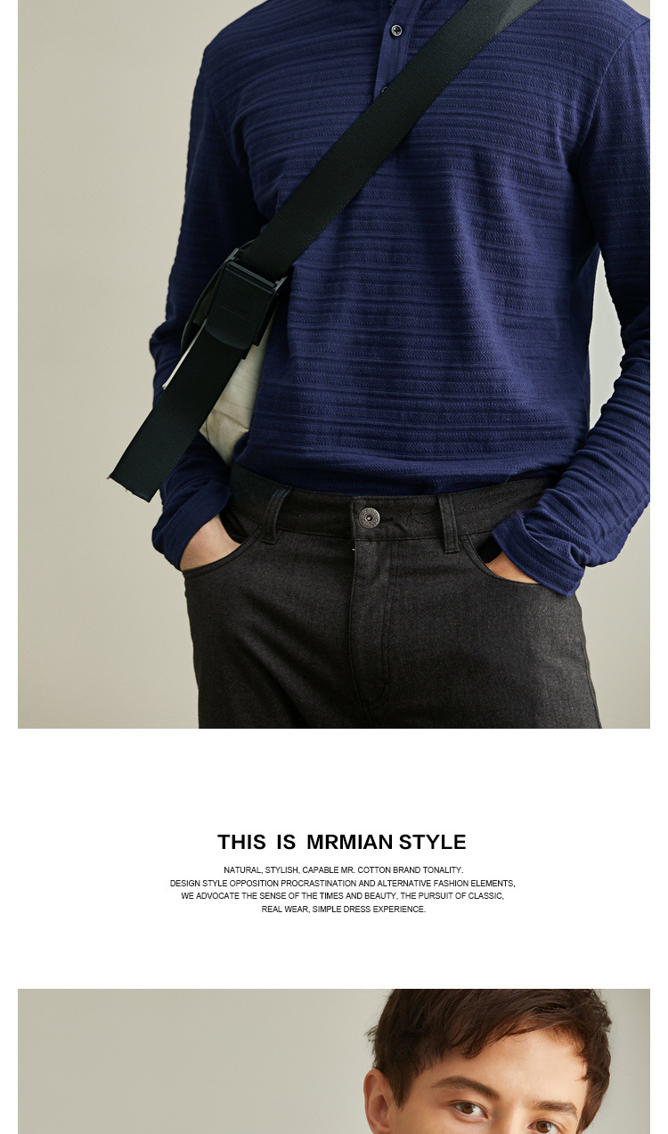 Ông Cotton Nam Mùa Thu Mới Người Đàn Ông Cotton Jacquard Áo Dài Tay Áo Thời Trang Áo thun Lapel Áo sơ mi Paul t shirt polo