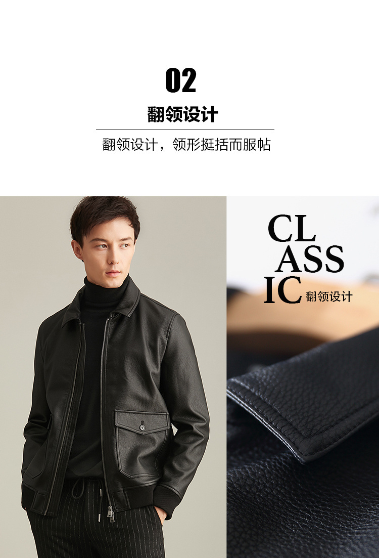 Áo thun cotton nam mùa đông nam mới Litchi Leather Lapel PU Leather Jacket Xu hướng áo khoác da nam Retro quần áo lông thú