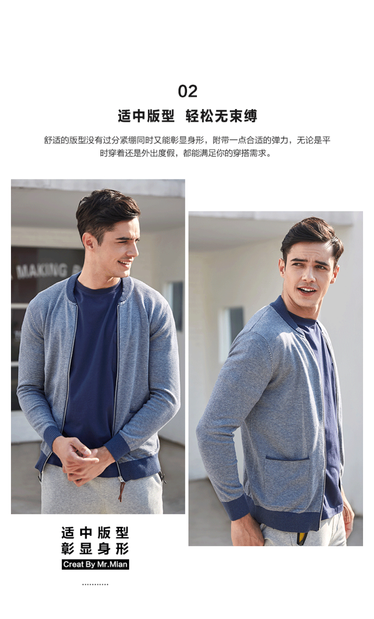 [Chống mùa giải phóng mặt bằng] Ông Bông cotton bóng chày cổ áo đan cardigan nam dài tay áo mùa xuân và mùa thu áo len cardigan coat