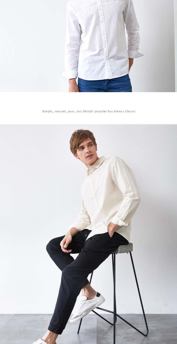 Áo thun cotton nam cotton nam dài tay màu trắng áo sơ mi trang nam cao cấp