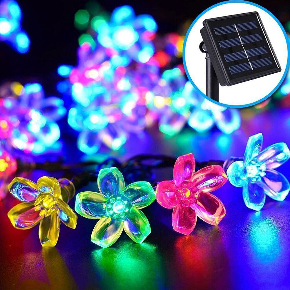 Outdoor waterproof LED Solar lamp string Cherry Blossom Flower Styling Shiny Light Peach Blossom string Christmas Courtyard Decoration