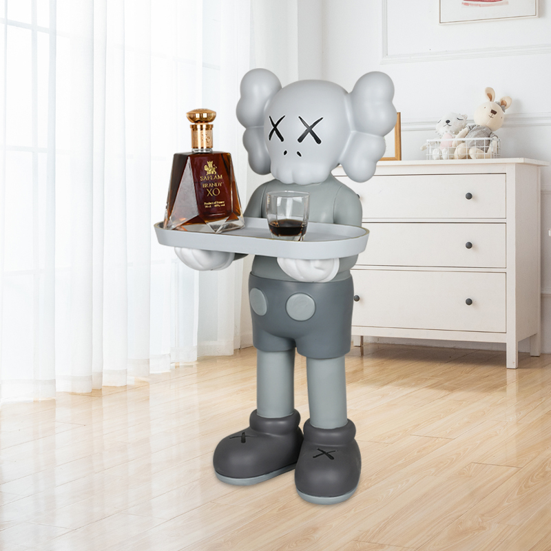 Internet-Famous Kaws Figurine Trendy Toy Decoration, Sesame Street Tray Key Holder, Large Floor-Standing Housewarming Decoration for the Living Room