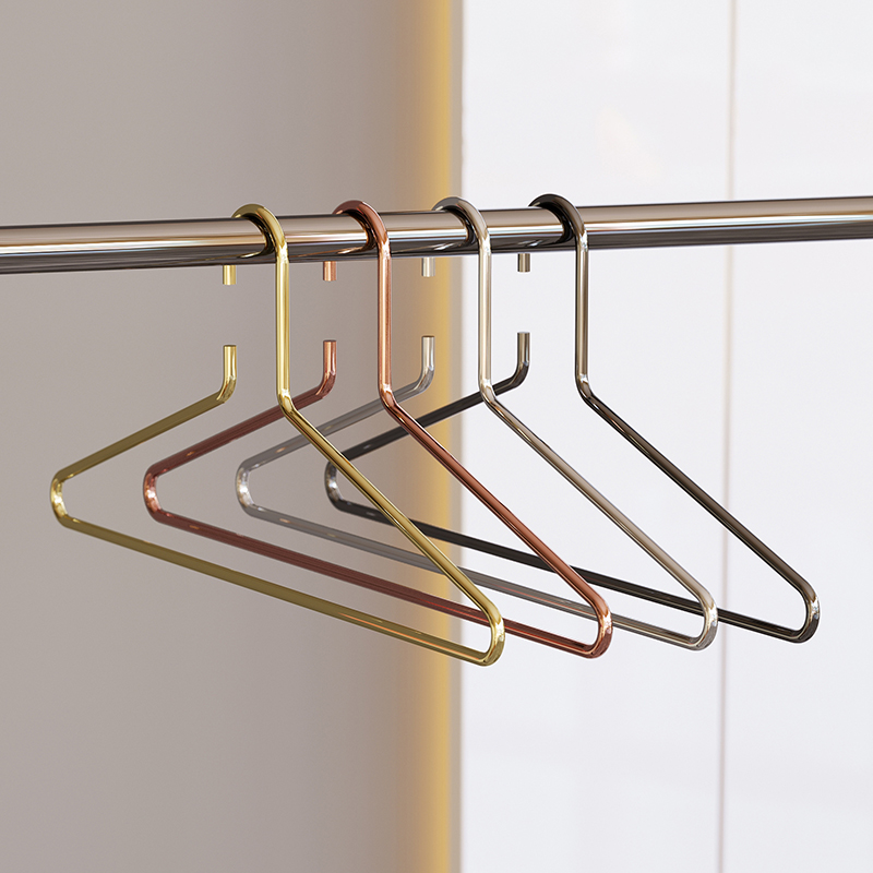 U Home｜Light luxury solid hanger household metal color high-grade electroplating hanging clothes support simple Nordic ins style