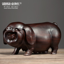 Ebony wood carved pig ornaments meaning home decoration creative cute twelve Zodiac Wood Pig mahogany crafts