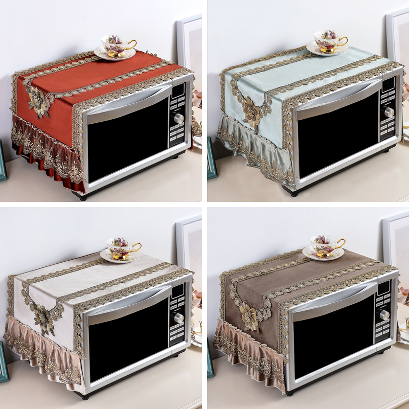 Microwave oven anti-dust cover European style Kitchen Lace lace oven cover Home Multipurpose anti-oil sunscreen cover cloth cover towel-Taobao