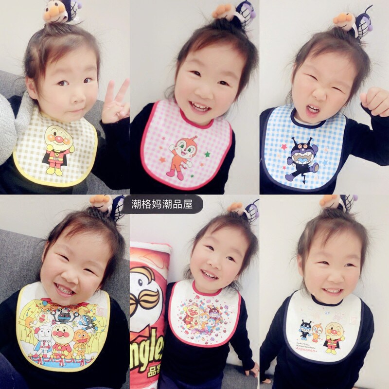 Waterproof baby large walled pocket bread Superman Baby Apron cartoon Double face printed children Saliva Towel Pure Cotton Anti-Wet
