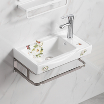 New Wall-mounted Wall Wash Basin Small Family Color Flower Washbasin Cabinet Combined Wash Table Toilet hanging basin Balcony Terrace basin