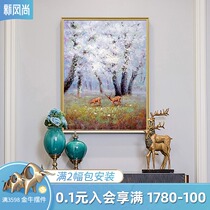  Modern and simple entrance decoration painting cherry blossom landscape painting Jane European restaurant hanging painting hand-painted oil painting American bedroom mural