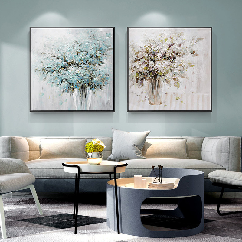 Modern Minimalist Dining Room Decoration Painting Xuanguan Painting Hand-painted Oil Painting Flower Atmosphere Living Room Hanging Painting Bedroom Headboard Mural Painting