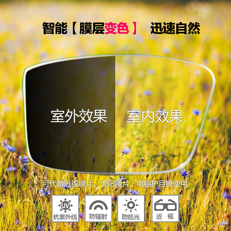 Aspherical film layer film variable color myopia lens flat light glasses thin graying radiation protection glasses 1 pair price