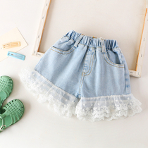 Girls denim shorts wear summer clothes thin Korean childrens net red pants new foreign style fashionable girl hot pants