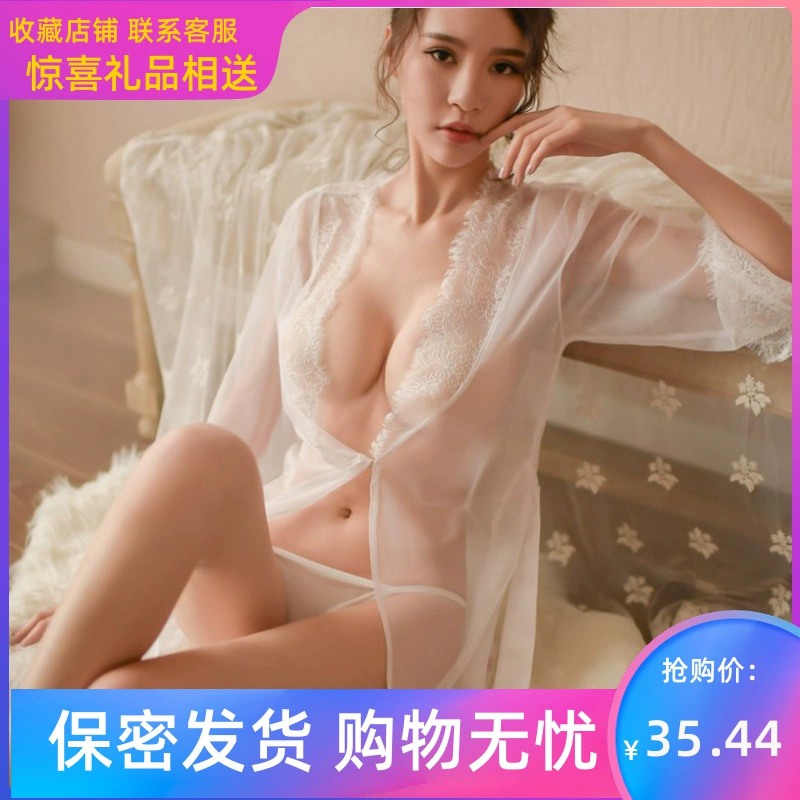 Mùa hè ren ngực nhỏ bộ đồ ngủ sexy quan điểm của phụ nữ siêu trong suốt nóng mỏng phong cách người lớn sexy váy ngủ - Đêm đầm