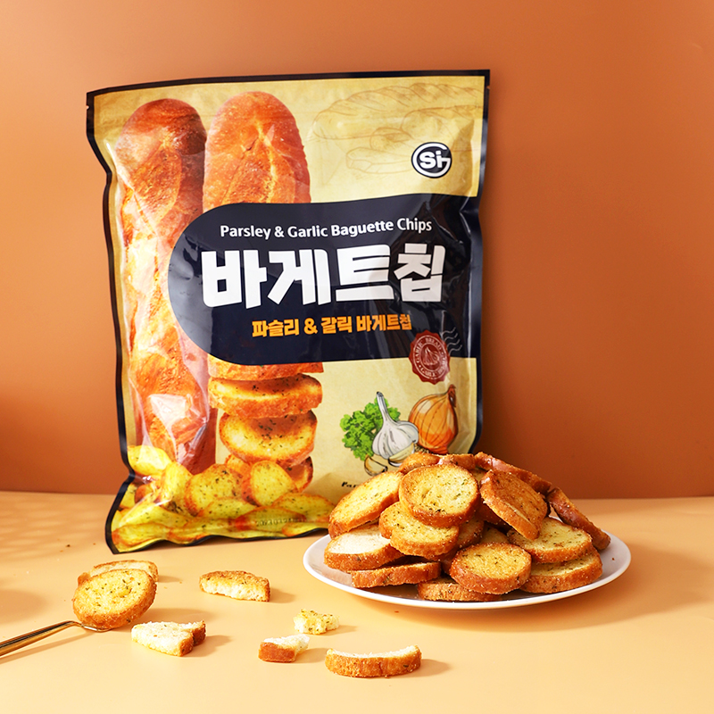 South Korea Import SI Garlic Cream Flavored Bread Dried Net Red Toasted Bread Dried Ghee Cookies Snacks Snack 400g