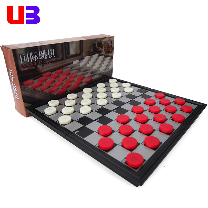 UB AIA Checkers children's educational toys game chess magnetic folding portable chessboard plastic large chess pieces