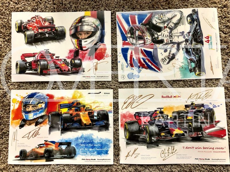 Daming X Silly Leopard Leopard F1 Racing Illustration Poster 12% off Set (Set of 4)