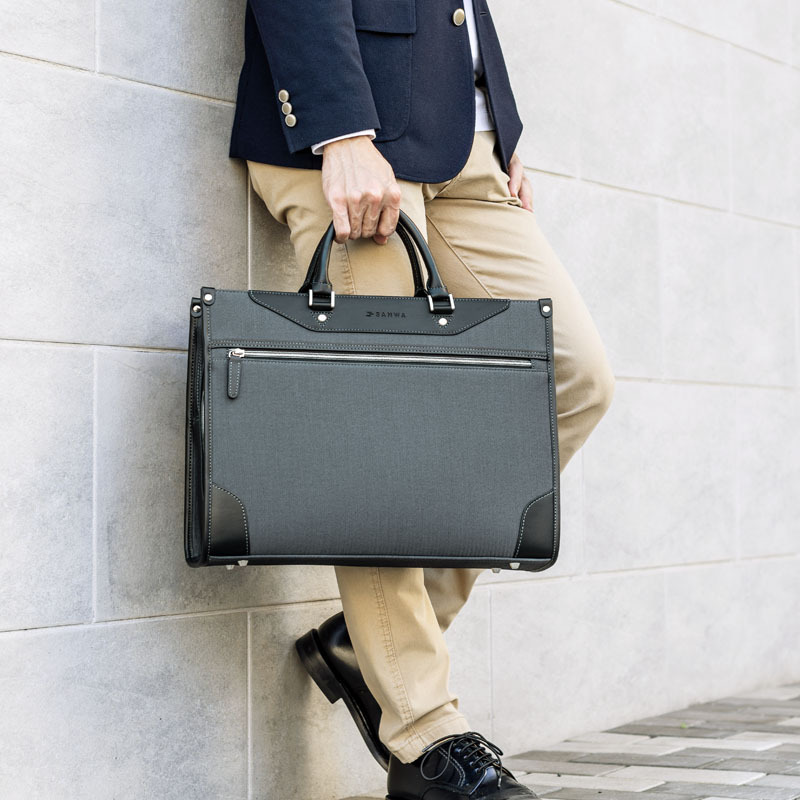 Japanese Sanwa Laptop Bag, Handbag for Men and Women, Commuter Style, Niche Design, Business Bag, Shoulder Bag, Large Capacity, Multifunctional, Can Be Attached to a Trolley