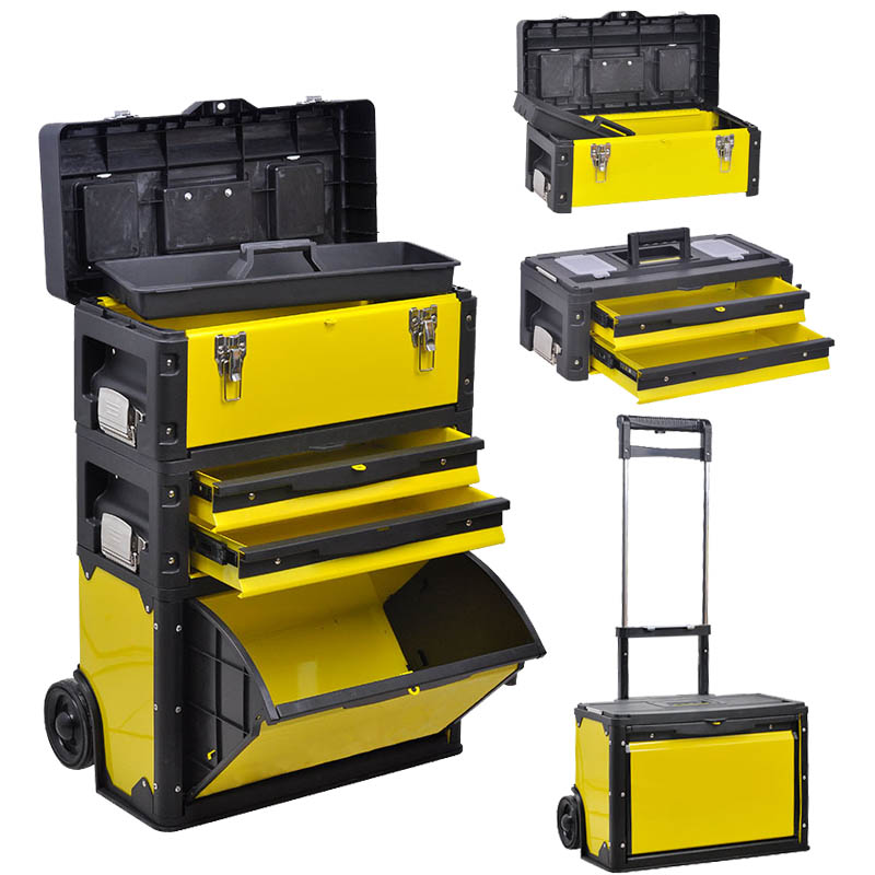 EXPLOIT MULTI-function iron rod toolbox Three-layer wheeled mobile drawer tool cart 706038