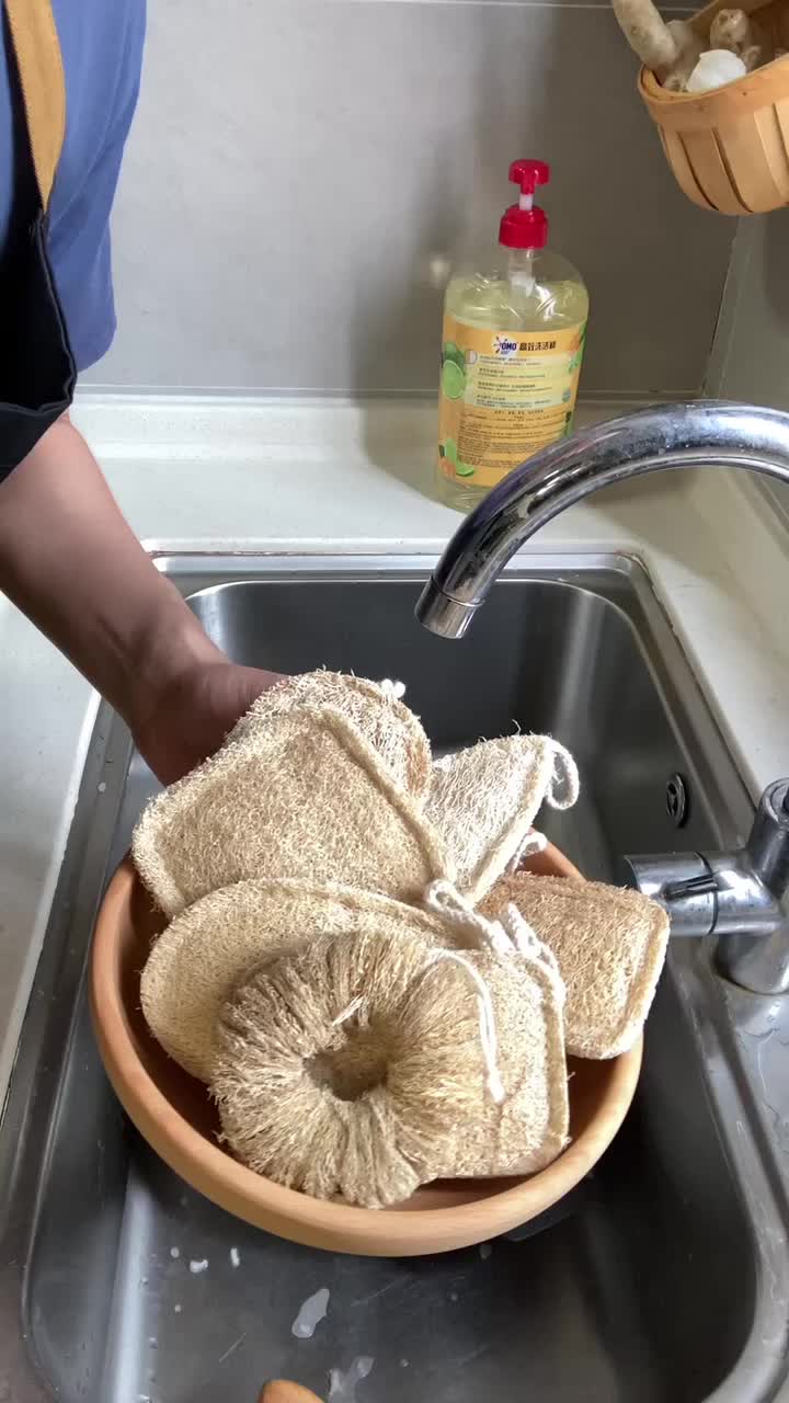 Eco Friendly Biodegradable Natural Luffa Loofah Dishwashing Dish