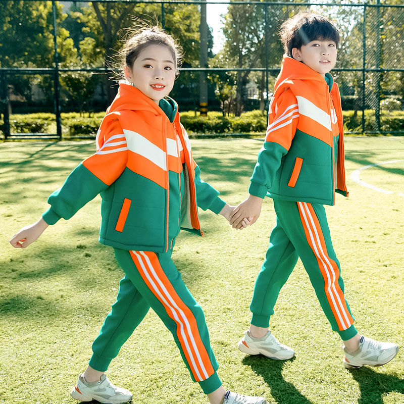 Kindergarten garden clothing in autumn and winter clothing with thick vest horse vest three pieces of primary school uniform Winter Games suit