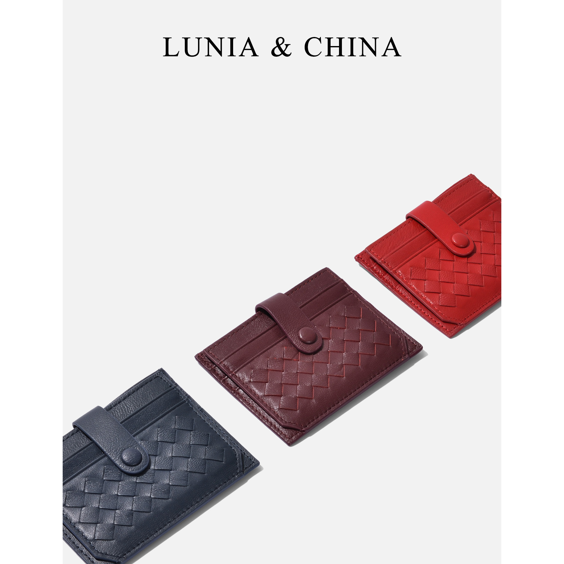 lunia genuine leather braided card lady small sheepskin laced with zero wallet male couple soft ultra-thin card clamping sleeve