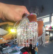Latin dance shoes with diamonds tassel Latin dance shoes crystal tube dance shoes tassel Latin dance shoes with diamonds full diamonds