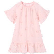 Full cotton era spring and summer 24 new girl double air pleated yarn home dress CUHK childrens baby sleepwear