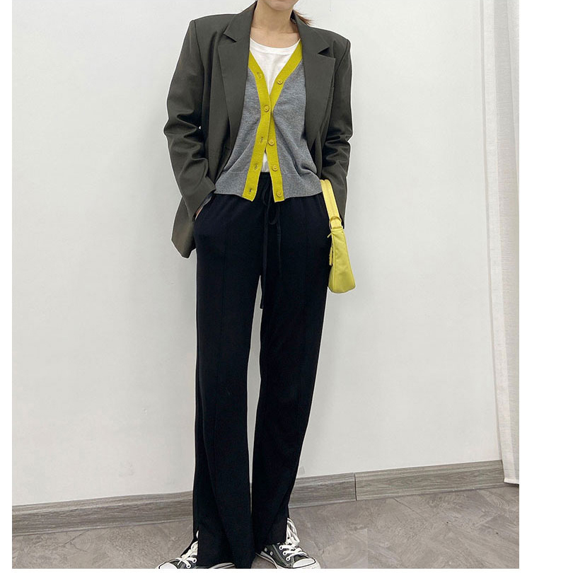 Small Lashen Pants Display Slim Drag Ground Pants Loose Straight Drum Pants Open Fork Broadlegged Pants Woman High Waist Long Pants 2022 Spring Autumn
