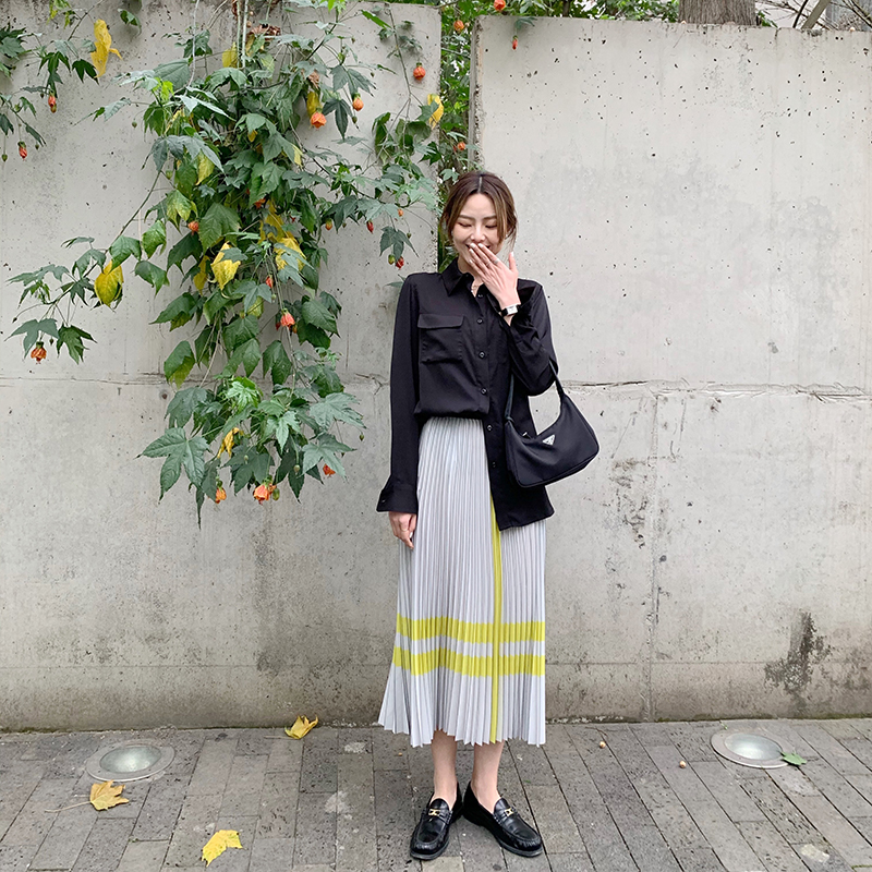 Small pull 1937 import machine style chao surprise with color pleaty dress tightly waist skirt lining