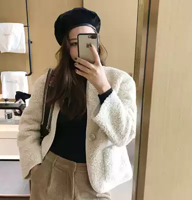 Xiaoxiao La chao imported machine to make foreign-style composite suede lamb hair milky white terry imitation leather coat