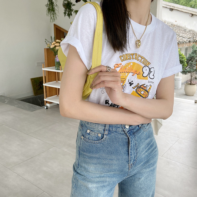 Xiaoxiaola 1937 printed cartoon T-shirt cotton short-sleeved top female commuting all-match casual summer 2022