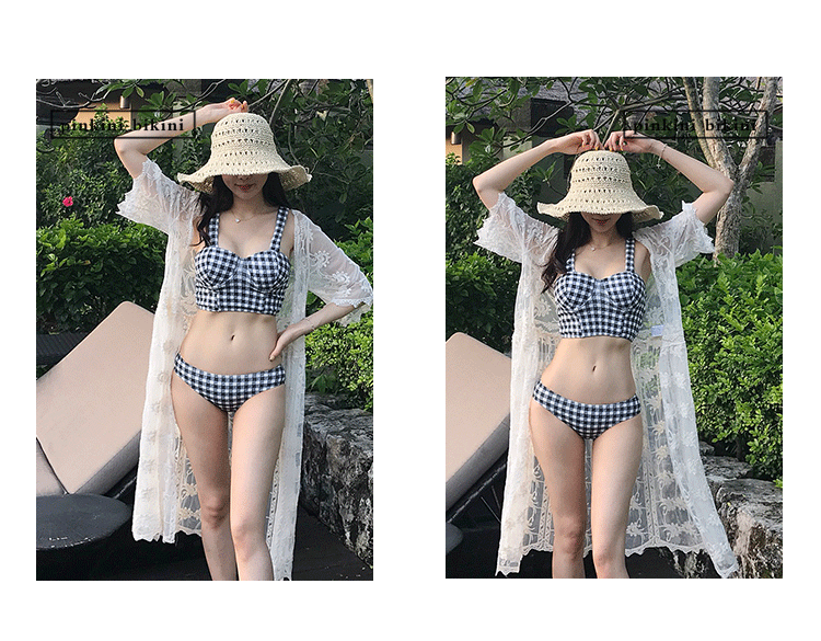 2017 mới trắng đen nhỏ ngọt ngào ngọt ngào đơn giản chia đôi bikini nóng bỏng mùa xuân đi biển áo tắm nữ 	đồ bơi nữ 2 mảnh	