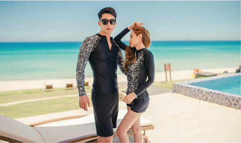 Đàn ông và phụ nữ tay dài mới của Hàn Quốc snorkeling chia đôi mô hình kem chống nắng phù hợp với sứa lướt phù hợp với đồ bơi đồ đi biển cho cặp đôi