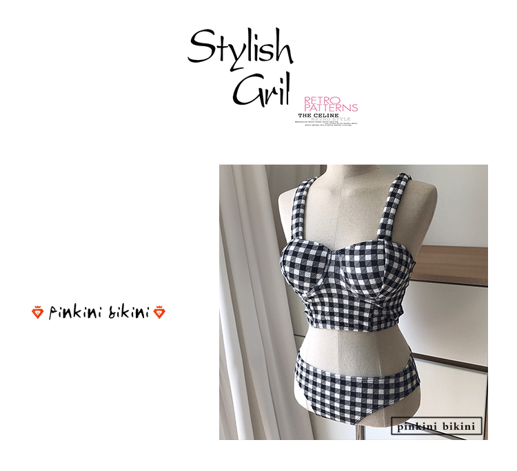 2017 mới trắng đen nhỏ ngọt ngào ngọt ngào đơn giản chia đôi bikini nóng bỏng mùa xuân đi biển áo tắm nữ 	đồ bơi nữ 2 mảnh	