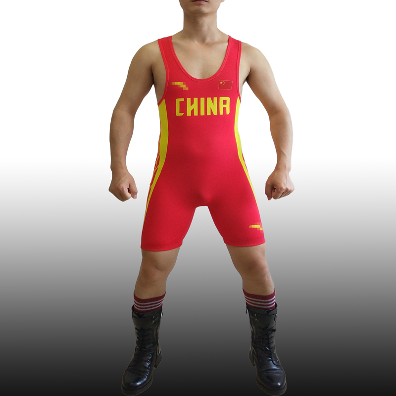 Chinese team Shi Zhiyong competition with the same type of one-piece wrestling suit weightlifting training suit professional design factory shop