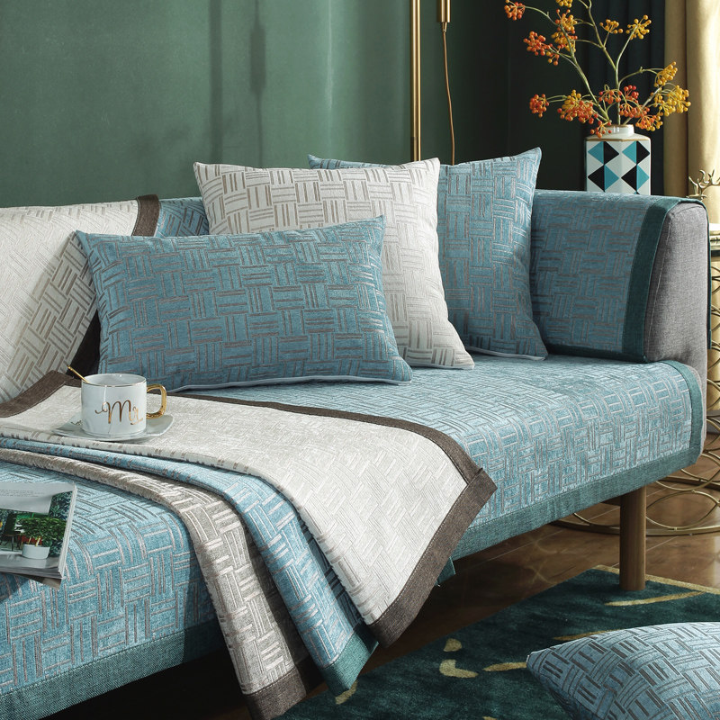 Chenier sofa mat cushion four seasons General Nordic simple non-slippery solid wood sofa cover cover handrails