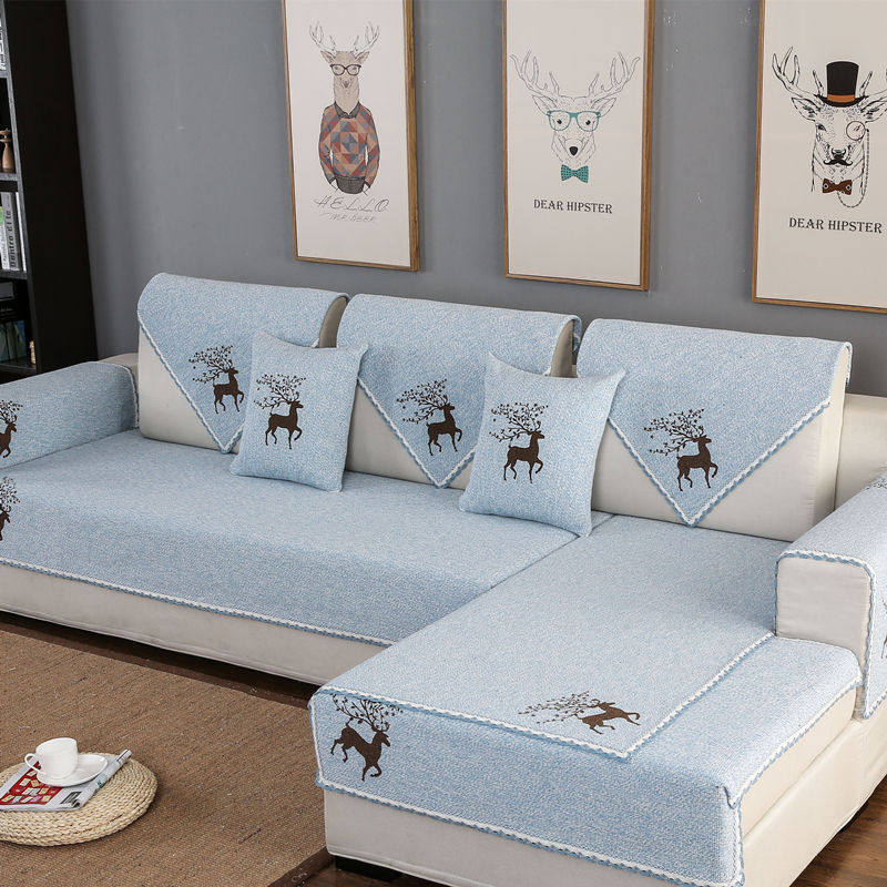 Thick cotton linen sofa cushion four seasons universal simple modern fashion cover cloth cover armrest towel Nordic cushion style