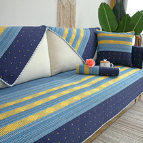 Anti-static Nordic sofa cushion cotton linen non-slip four seasons universal simple modern fashion solid wood cover towel wind cover cloth