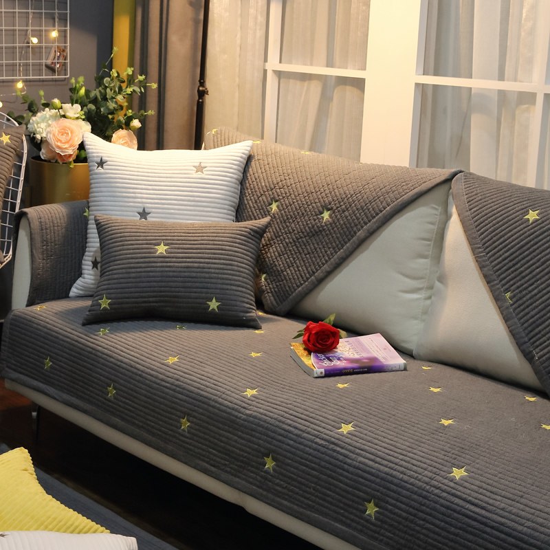 Cotton fabric sofa cushion four seasons universal non-slip cotton cushion simple modern fashion Nordic style cover towel