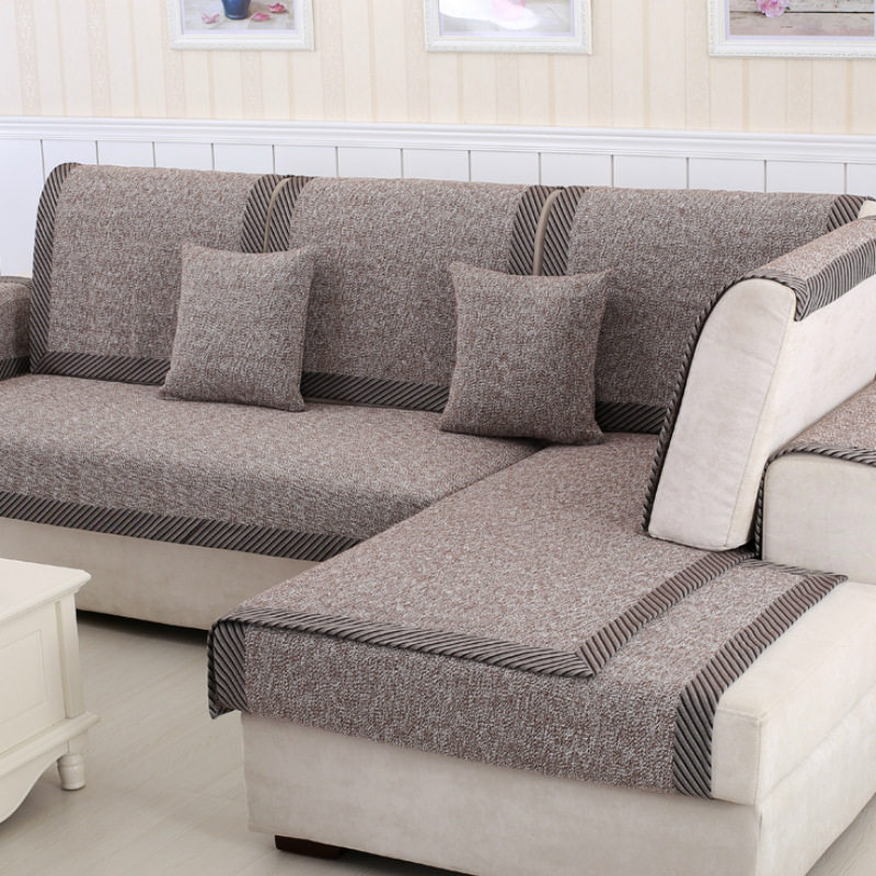 Sofa cushion burlap four seasons cotton linen simple modern fashion old coarse cloth thickened non-slip universal cover towel cover cloth